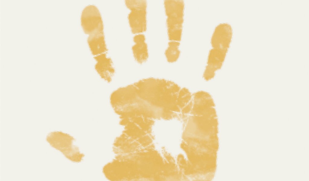 Ilustração artística de uma impressão de mão em amarelo-escuro da Príncipe Collection Hotels.