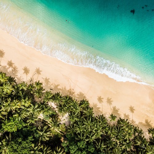 Secluded beach with turquoise water on São Tomé and Príncipe island