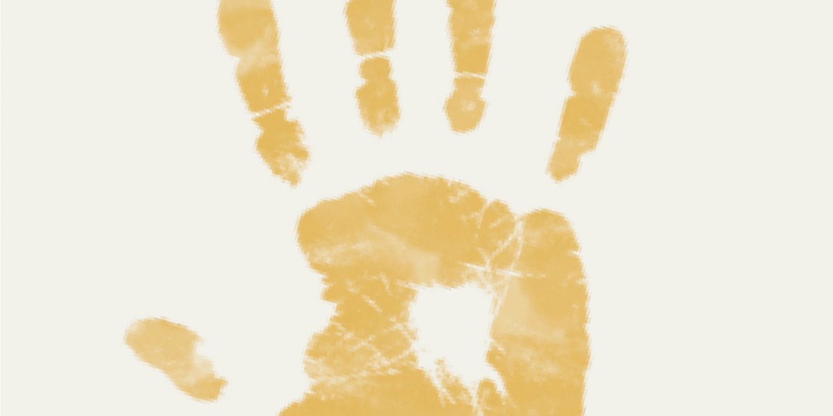 Ilustração artística de uma impressão de mão em amarelo-escuro da Príncipe Collection Hotels.