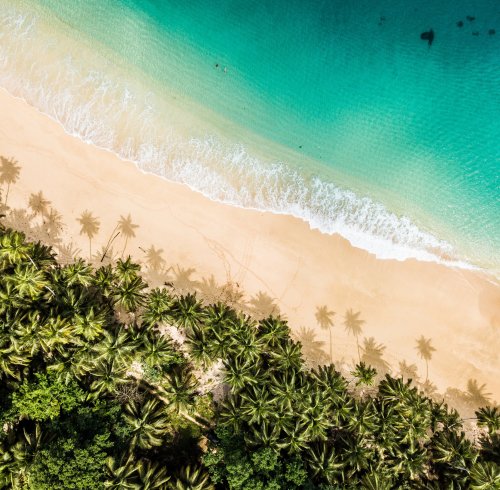 Secluded beach with turquoise water on São Tomé and Príncipe island